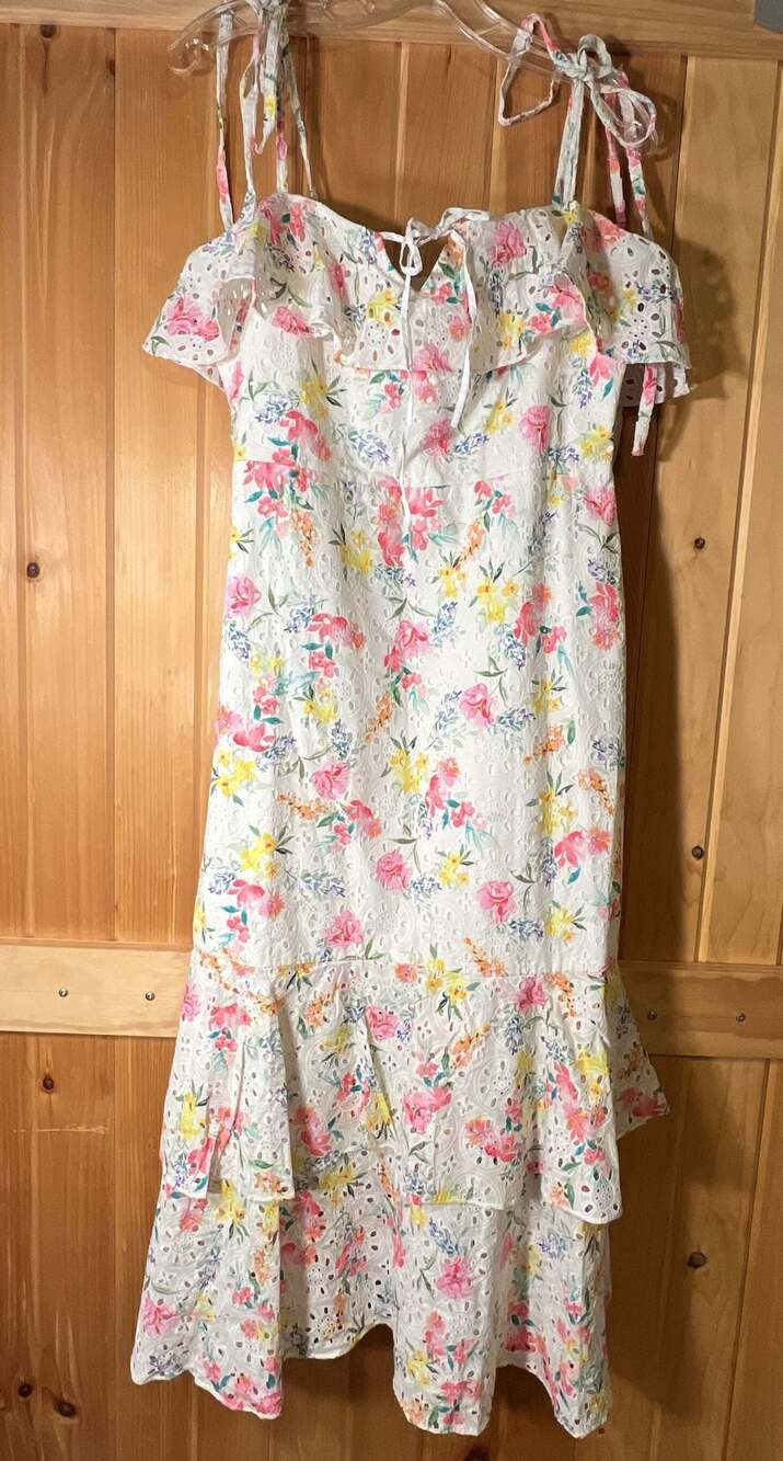 Yumi Kim San Juan Dress Mulberry Ivory Eyelet Lace Floral Midi Size 10